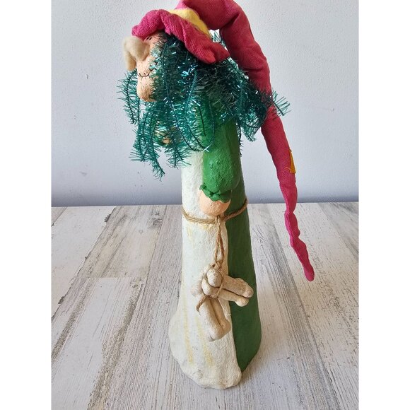 Vintage paper mache witch bone‎ statue figurine shabby chic hat - Picture 2 of 9